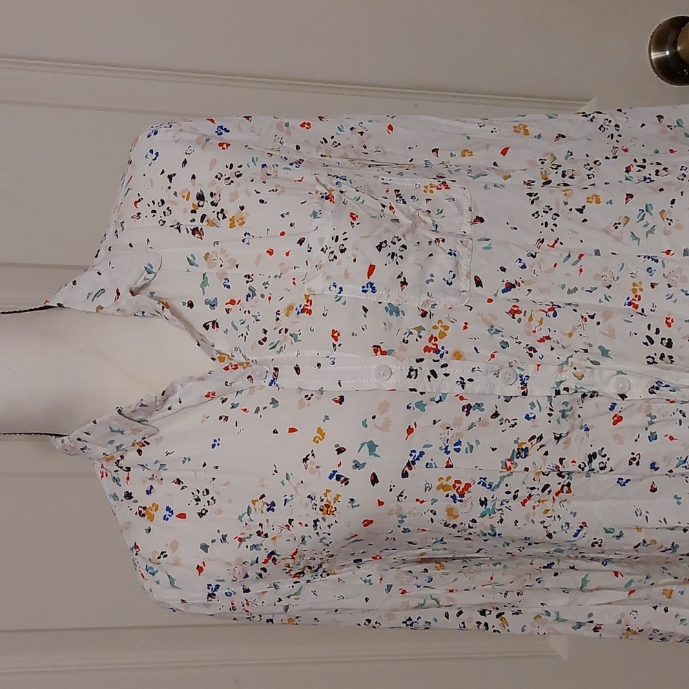 BeachLunchLounge Multicolor Abstract Print Long Sleeve Button Front Shirt Size M - Picture 2 of 9